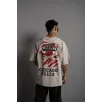 Erkek Sırt Baskılı A Kalite Oversize T-shirt - Gri Erkek Sırt Baskılı A Kalite Oversize T-shirt - Gri