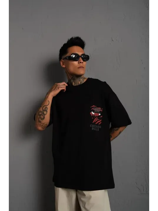 Erkek Sırt Baskılı A Kalite Oversize T-shirt - Siyah Erkek Sırt Baskılı A Kalite Oversize T-shirt - Siyah