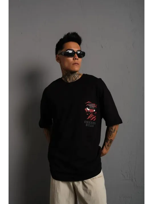 Erkek Sırt Baskılı A Kalite Oversize T-shirt - Siyah Erkek Sırt Baskılı A Kalite Oversize T-shirt - Siyah