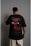 Erkek Sırt Baskılı A Kalite Oversize T-shirt - Siyah