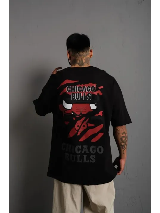 Erkek Sırt Baskılı A Kalite Oversize T-shirt - Siyah Erkek Sırt Baskılı A Kalite Oversize T-shirt - Siyah