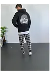 Erkek Sırt Baskılı Kapüşonlu Üç İplik Oversize Sweatshirt - Siyah