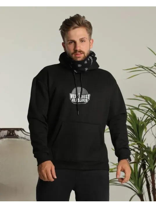 Erkek Oversize Üç İplik Kapüşonlu Sweatshirt – Siyah Sırt ve Ön Baskılı, Kanguru Cepli, Rahat Kalıp, İçi Pamuklu ModeL-Siyah Erkek Oversize Üç İplik Kapüşonlu Sweatshirt – Siyah Sırt ve Ön Baskılı, Kanguru Cepli, Rahat Kalıp, İçi Pamuklu ModeL-Siyah