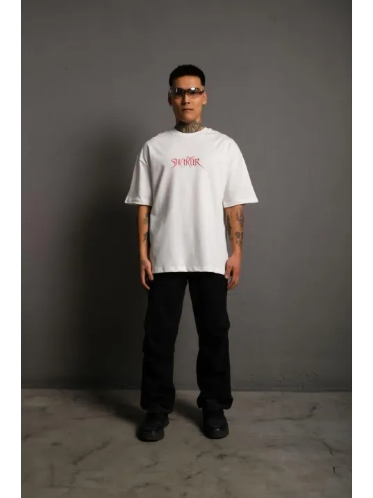 Erkek Oversize Tişört – Beyaz 24/1 Penye Kumaş, Bisiklet Yaka, Ön & Arka Baskılı, Streetwear Tarzı Rahat Büyük Kalıp T-Shirt- Beyaz Erkek Oversize Tişört – Beyaz 24/1 Penye Kumaş, Bisiklet Yaka, Ön & Arka Baskılı, Streetwear Tarzı Rahat Büyük Kalıp T-Shirt- Beyaz