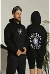 Erkek Sırt Baskılı Oversize Üç İplik Kapüşonlu Hoodie Sweatshirt - Siyah Erkek Sırt Baskılı Oversize Üç İplik Kapüşonlu Hoodie Sweatshirt - Siyah