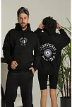 Erkek Sırt Baskılı Oversize Üç İplik Kapüşonlu Hoodie Sweatshirt - Siyah Erkek Sırt Baskılı Oversize Üç İplik Kapüşonlu Hoodie Sweatshirt - Siyah