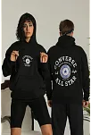Erkek Sırt Baskılı Oversize Üç İplik Kapüşonlu Hoodie Sweatshirt - Siyah Erkek Sırt Baskılı Oversize Üç İplik Kapüşonlu Hoodie Sweatshirt - Siyah