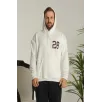 Erkek Oversize Üç İplik Kapüşonlu Sweatshirt –Sırt ve Ön Baskılı, Kanguru Cepli, Rahat Kalıp Maskot Desenli Model - Siyah Beyaz Erkek Oversize Üç İplik Kapüşonlu Sweatshirt –Sırt ve Ön Baskılı, Kanguru Cepli, Rahat Kalıp Maskot Desenli Model - Siyah Beyaz