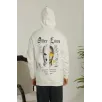 Erkek Kapşonlu Sweatshirt – Oversize Üç İplik Şardonlu Hoodie, “Other Lives” Ön & Arka Baskılı, Kanguru Cepli, Kışlık Rahat Günlük Stil - Beyaz
