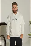 Erkek Kapşonlu Sweatshirt – Oversize Üç İplik Şardonlu Hoodie, “other Lives” Ön & Arka Baskılı, Kanguru Cepli, Kışlık Rahat Günlük Stil - Beyaz