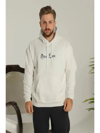Erkek Kapşonlu Sweatshirt – Oversize Üç İplik Şardonlu Hoodie, “Other Lives” Ön & Arka Baskılı, Kanguru Cepli, Kışlık Rahat Günlük Stil - Beyaz Erkek Kapşonlu Sweatshirt – Oversize Üç İplik Şardonlu Hoodie, “Other Lives” Ön & Arka Baskılı, Kanguru Cepli, Kışlık Rahat Günlük Stil - Beyaz