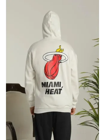 Erkek Oversize Üç İplik Kapüşonlu Sweatshirt –Sırt ve Ön Baskılı, Kanguru Cepli, Rahat Kalıp Maskot Desenli Model - Siyah Beyaz Erkek Oversize Üç İplik Kapüşonlu Sweatshirt –Sırt ve Ön Baskılı, Kanguru Cepli, Rahat Kalıp Maskot Desenli Model - Siyah Beyaz