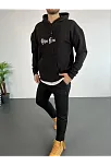 Erkek Kapşonlu Sweatshirt – Oversize Üç İplik Şardonlu Hoodie, “other Lives” Ön & Arka Baskılı, Kanguru Cepli, Kışlık Rahat Günlük Stil - Siyah
