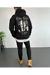 Erkek Kapşonlu Sweatshirt – Oversize Üç İplik Şardonlu Hoodie, “other Lives” Ön & Arka Baskılı, Kanguru Cepli, Kışlık Rahat Günlük Stil - Siyah