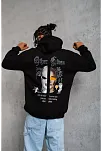 Erkek Kapşonlu Sweatshirt – Oversize Üç İplik Şardonlu Hoodie, “other Lives” Ön & Arka Baskılı, Kanguru Cepli, Kışlık Rahat Günlük Stil - Siyah