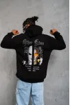 Erkek Kapşonlu Sweatshirt – Oversize Üç İplik Şardonlu Hoodie, “other Lives” Ön & Arka Baskılı, Kanguru Cepli, Kışlık Rahat Günlük Stil - Siyah