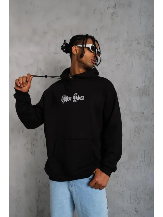 Erkek Kapşonlu Sweatshirt – Oversize Üç İplik Şardonlu Hoodie, “Other Lives” Ön & Arka Baskılı, Kanguru Cepli, Kışlık Rahat Günlük Stil - Siyah Erkek Kapşonlu Sweatshirt – Oversize Üç İplik Şardonlu Hoodie, “Other Lives” Ön & Arka Baskılı, Kanguru Cepli, Kışlık Rahat Günlük Stil - Siyah