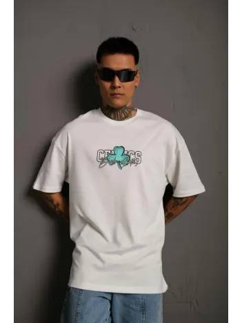 Erkek Sırt Baskılı T-shirt - Beyaz