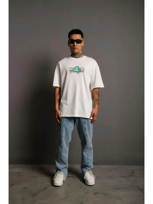 Erkek Sırt Baskılı T-shirt - Beyaz Erkek Sırt Baskılı T-shirt - Beyaz