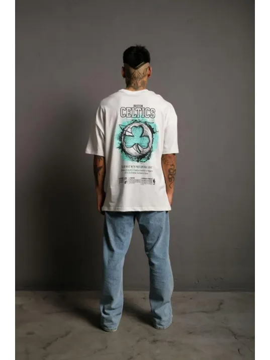 Erkek Sırt Baskılı T-shirt - Beyaz Erkek Sırt Baskılı T-shirt - Beyaz