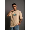 Erkek Sırt Baskılı T-shirt - Bej Erkek Sırt Baskılı T-shirt - Bej