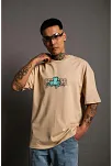 Erkek Sırt Baskılı T-shirt - Bej