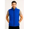 Erkek Şişme Fermuarlı Yelek Su itici Kapitone Astarlı Kumaş Cepli Hafif Kışlık Spor Rahat Kalıp - Saks Mavisi