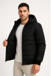 Erkek Şişme Kapüşonlu Fermuarlı Mont Su İtici Kapitone Astarlı Kumaş Cepli Kışlık Rahat Kalıp - Siyah Erkek Şişme Kapüşonlu Fermuarlı Mont Su İtici Kapitone Astarlı Kumaş Cepli Kışlık Rahat Kalıp - Siyah