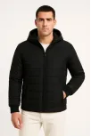 Erkek Şişme Kapüşonlu Fermuarlı Mont Su İtici Kapitone Astarlı Kumaş Cepli Kışlık Rahat Kalıp - Siyah Erkek Şişme Kapüşonlu Fermuarlı Mont Su İtici Kapitone Astarlı Kumaş Cepli Kışlık Rahat Kalıp - Siyah