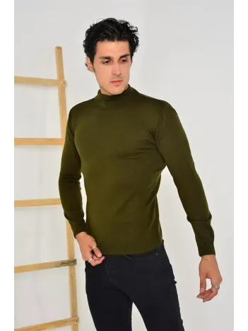 Erkek Tam Balıkçı Yaka Düz Renk Kazak - Yeşil Erkek Tam Balıkçı Yaka Düz Renk Kazak - Yeşil