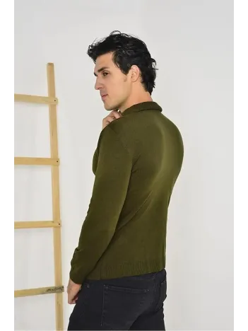 Erkek Tam Balıkçı Yaka Düz Renk Kazak - Yeşil Erkek Tam Balıkçı Yaka Düz Renk Kazak - Yeşil