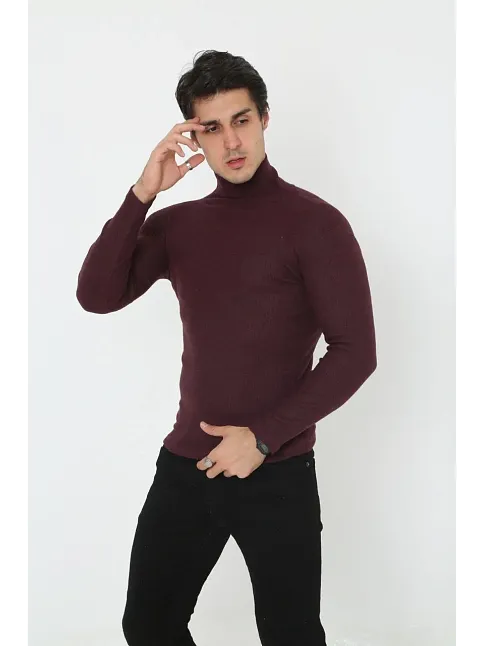 Erkek Tam Boğazlı Fitilli Likrali Koşkorse Badi - Bordo