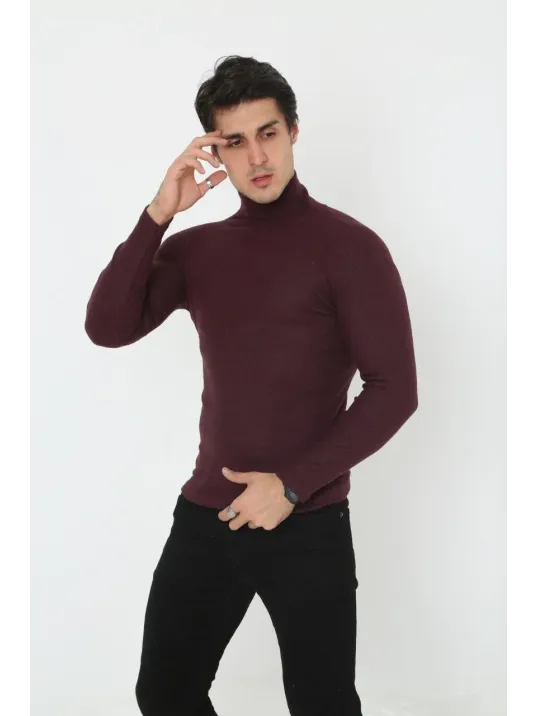 Erkek Tam Boğazlı Fitilli Likrali Koşkorse Badi - Bordo