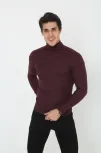 Erkek Tam Boğazlı Fitilli Likrali Koşkorse Badi - Bordo