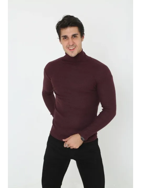 Erkek Tam Boğazlı Fitilli Likrali Koşkorse Badi - Bordo