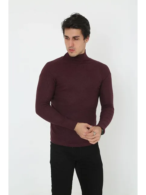 Erkek Tam Boğazlı Fitilli Likrali Koşkorse Badi - Bordo