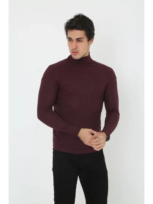 Erkek Tam Boğazlı Fitilli Likrali Koşkorse Badi - Bordo