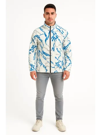 Erkek Tam Fermuarlı Desenli Polar Sweat Lightning Desen Yakalı, Uzun Kollu, Oversize Rahat Kalıp - Beyaz Erkek Tam Fermuarlı Desenli Polar Sweat Lightning Desen Yakalı, Uzun Kollu, Oversize Rahat Kalıp - Beyaz