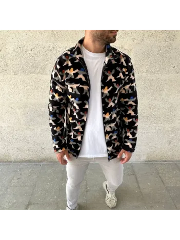 Erkek Tam Fermuarlı Desenli Polar Sweat – Siyah Multicolor Figür Desen Yakalı, Uzun Kollu, Oversize Rahat Kalıp- Siyah Erkek Tam Fermuarlı Desenli Polar Sweat – Siyah Multicolor Figür Desen Yakalı, Uzun Kollu, Oversize Rahat Kalıp- Siyah