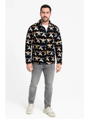 Erkek Tam Fermuarlı Desenli Polar Sweat – Siyah Multicolor Figür Desen Yakalı, Uzun Kollu, Oversize Rahat Kalıp- Siyah Erkek Tam Fermuarlı Desenli Polar Sweat – Siyah Multicolor Figür Desen Yakalı, Uzun Kollu, Oversize Rahat Kalıp- Siyah