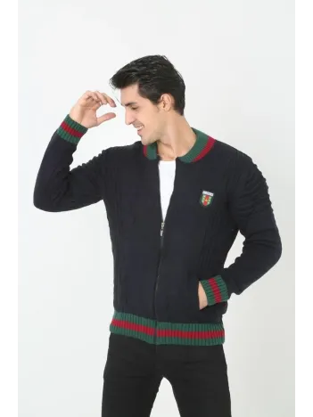 Erkek Tam Fermuarlı Triko Hırka - Lacivert Erkek Tam Fermuarlı Triko Hırka - Lacivert