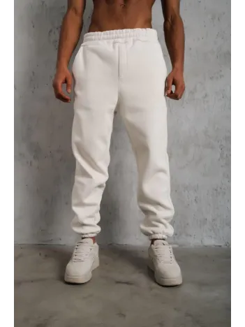 Erkek Üç İplik Alt Eşofman Lastikli - Beyaz