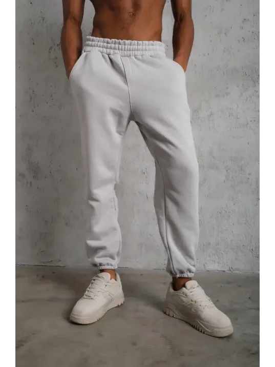 Erkek Üç İplik Alt Eşofman Lastikli - Gri