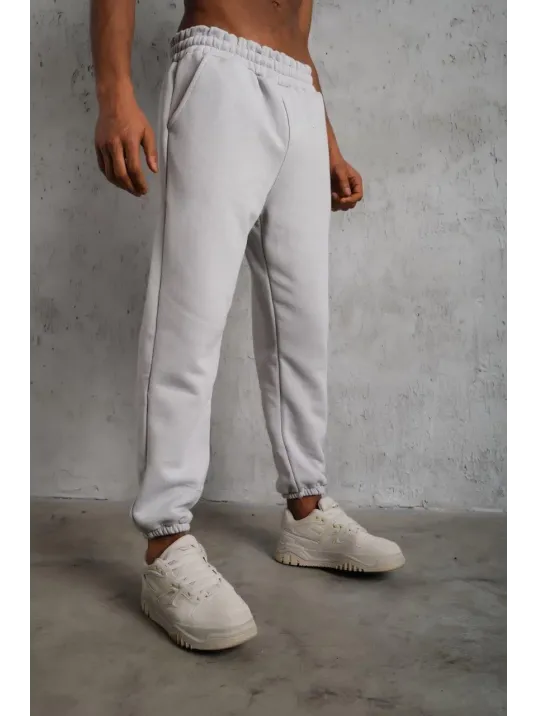 Erkek Üç İplik Alt Eşofman Lastikli - Gri