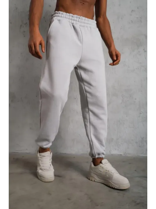 Erkek Üç İplik Alt Eşofman Lastikli - Gri