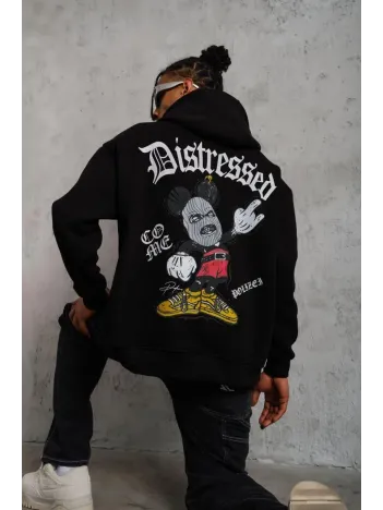 Erkek Üç İplik Baskılı Kapüşonlu Sweat - Siyah Erkek Üç İplik Baskılı Kapüşonlu Sweat - Siyah