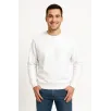 Erkek Üç İplik Düz Bisiklet Yaka SweatShirt - Beyaz