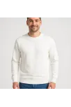 Erkek Üç İplik Düz Bisiklet Yaka Sweatshirt - Beyaz