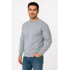 Erkek Üç İplik Düz Bisiklet Yaka SweatShirt - Gri