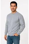Erkek Üç İplik Düz Bisiklet Yaka Sweatshirt - Gri